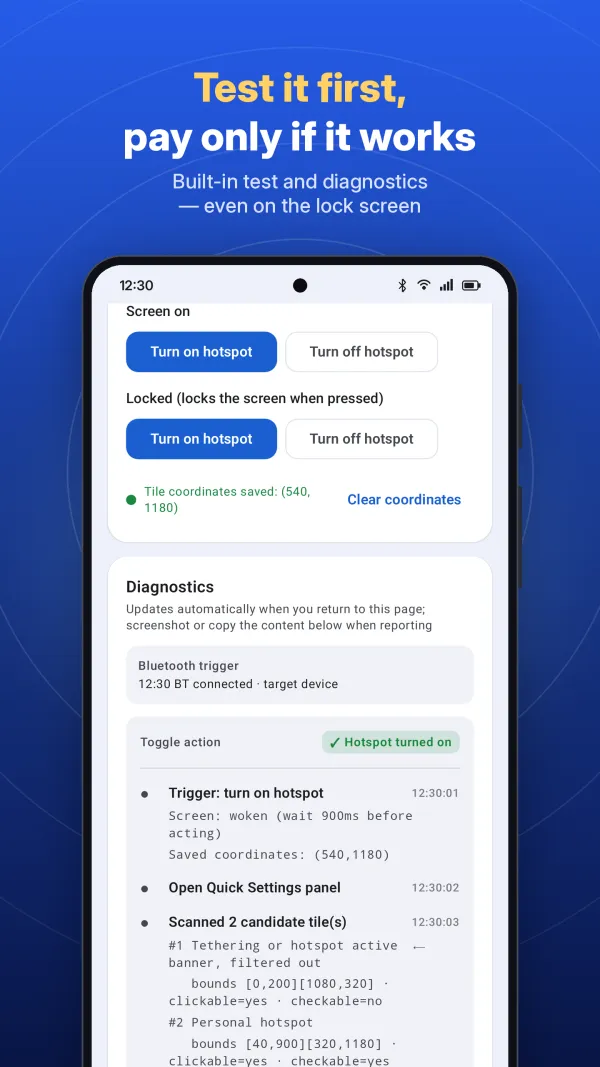Built-in test and step-by-step diagnostics